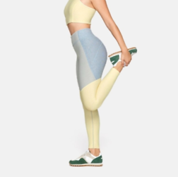 Outdoor Voices Leggings Womens Small Yellow Gray Tri Color Block High Rise - Picture 14 of 14